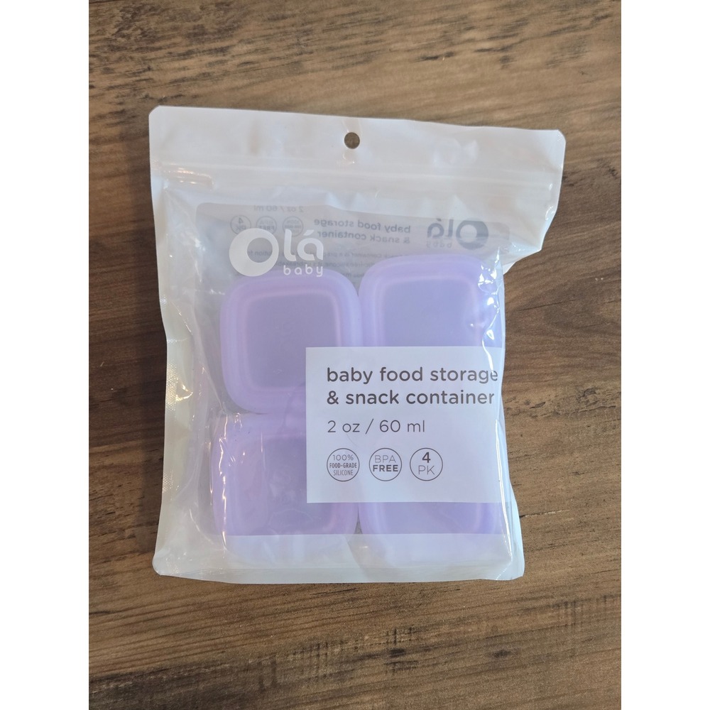 Olababy 4pk Silicone Baby Food Storage Snack Containers 2oz Purple BPA Free New